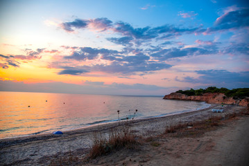 Fototapeta na wymiar Landscape at the sea in Kassandra , Greece