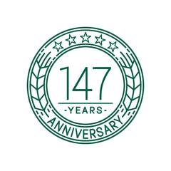147 years anniversary celebration logo template. Line art vector and illustration.