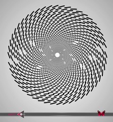 Concentric rotating circular geometric figure of a tornado or vortex. vector illustration isolated.