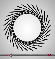 Concentric rotating circular geometric figure of a tornado or vortex. vector illustration isolated.