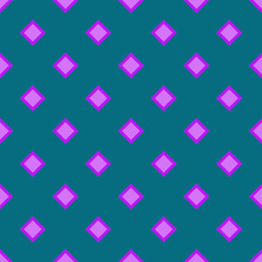 Lovely symmetrical pink rhombus seamless pattern on a dark blue background. Flat vector illustration.