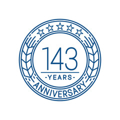 143 years anniversary celebration logo template. Line art vector and illustration.