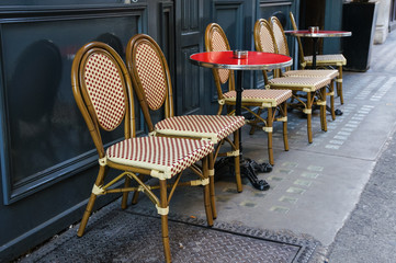 Tables and chairs outside restaurant