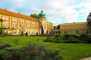Obraz premium Lancut, Poland. View from the street to the beautiful palace.