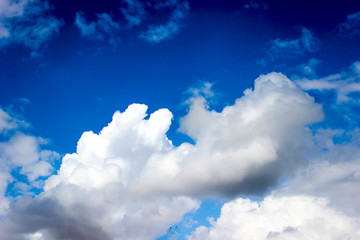 Blue Sky Background With Clouds. White, Fluffy Clouds In Blue Sky. Background From Clouds.