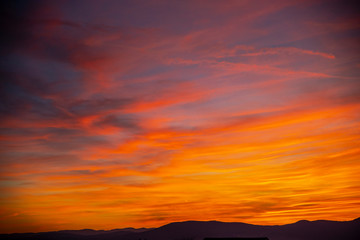 Fototapeta na wymiar Sunset landscape on the hill