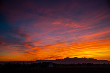 Sunset landscape on the hill