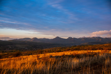 Sunset landscape on the hill