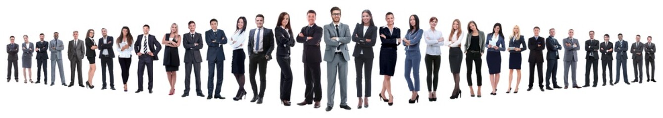panoramic photo of a group of confident business people.