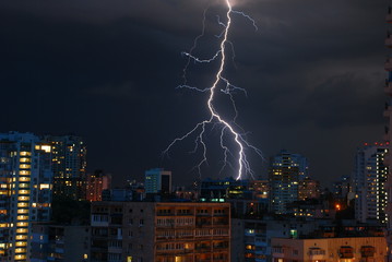 Lightning is striking into the building