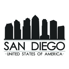 San Diego California Skyline Silhouette. Design City Vector Art. Landmark Banner Illustration.