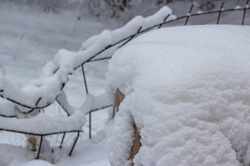 Big pile of white snow close-up