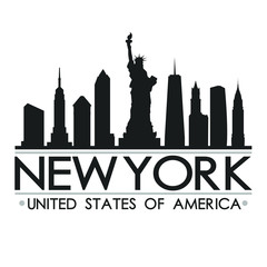 New York Skyline Silhouette. Design City Vector Art. Landmark Banner Illustration.