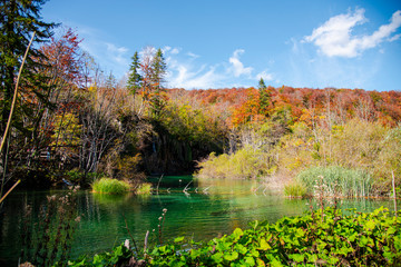 Autumn landscape in Plitvice Lakes Park, Croatia