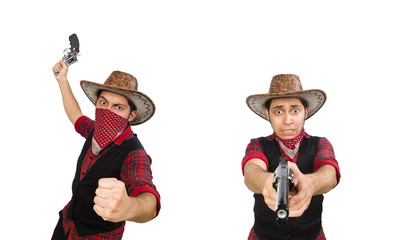Young cowboy isolated on white