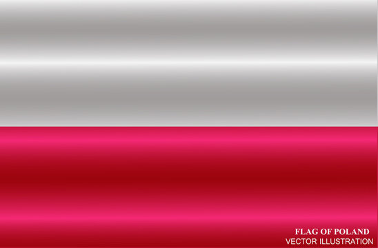 Flag of Poland with folds. Colorful illustration with flag for design. Bright vector Illustration.