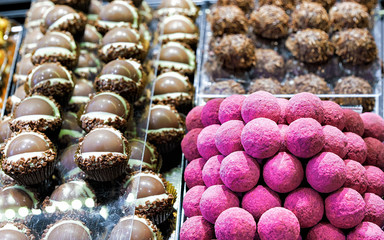 Selection of milk Swiss chocolate truffles