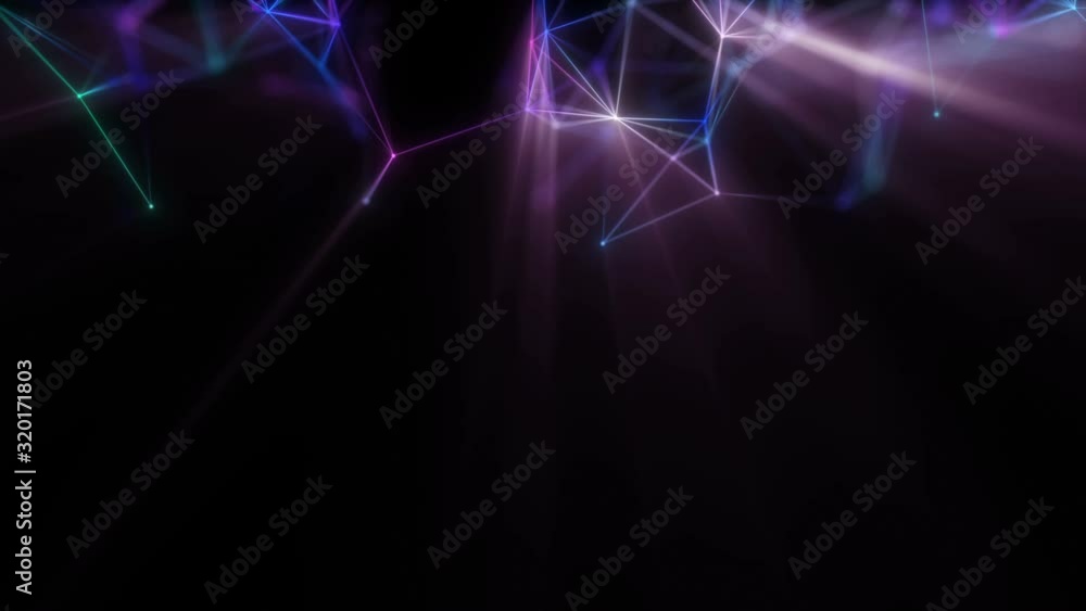 Poster abstract light rays intersect to form geometric shapes.