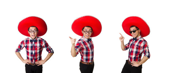 Fototapeta na wymiar Funny mexican with sombrero in concept