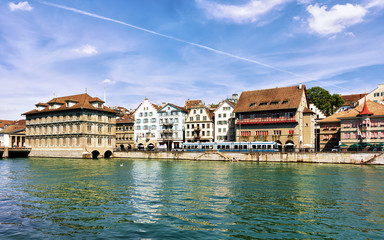 Fototapeta na wymiar Town Hall at Limmat River quay, Zurich, Switzerland