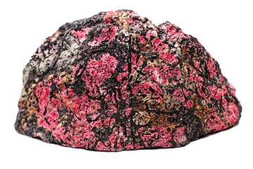  Red cobalt (eritrite) ore, isolated on white