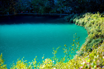 Inside of the Plitvice Park in gthe fall season