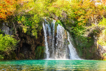 Waterfall in Plitvice Natural Park