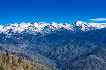 The snow capped Sierra Nevada mountains