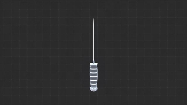Rotating knife holographic animation in black sandbox