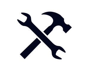 Claw Hammer And Wrench Spanner Tools  Isolated Vector Illustration