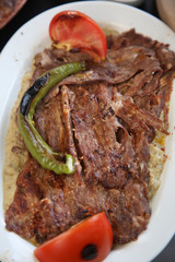 Turkish Doner Kebab on the dinner plate