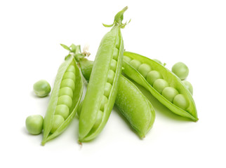 Fresh peas isolated on white background 
