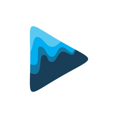 triangle play blue fluid water logo design