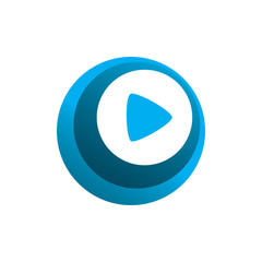 blue circle play button logo design