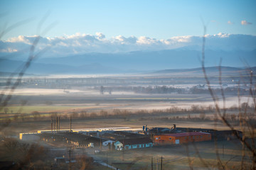 Morning fog on the winter