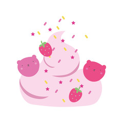 foam with fresh strawberries fruits