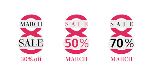 Banner for International Women's Day. Flyer for March 8 with lettering