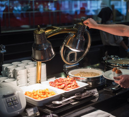 Breakfast Buffet Concept. Breakfast Time in Luxury Hotel. Food Buffet Catering Dining Eating Party Concept.