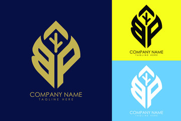  Initial letter B P with abstract leaf logo sign symbol © BakiBullah