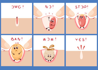 Different stages and emotions of acne