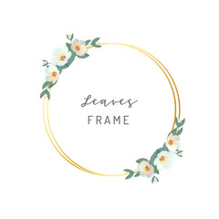 golden circle frames with elegant flowers