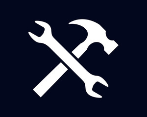 Claw Hammer And Wrench Spanner Tools  Isolated Vector Illustration