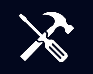 Claw Hammer And Screwdriver Tools  Isolated Vector Illustration