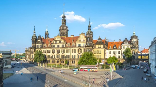 Dresden Castle or Royal Palace is one of the oldest buildings in Dresden, Germany. For almost 400 years, it was the residence of the electors and kings of Saxony time lapse hyperlpase video.