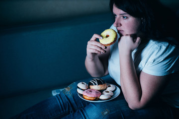 Sugar addiction, unhealthy lifestyle, weight gain, dietary, healthcare and medical concept. Cropped...