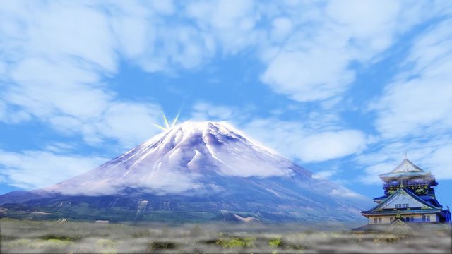 3d rendering of nice lighting with blue sky and mountain