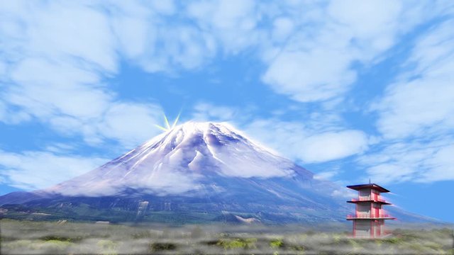 3d rendering of nice lighting with blue sky and mountain