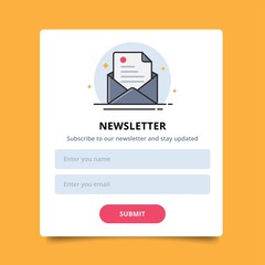 Fototapeta premium Pop up Letter icon for online newsletter orders purchases, user interface and submit. Designed on orange gradient illustration background. Premium vector