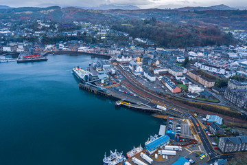 Fototapeta premium Aerial View Over Oban Town in Scotland