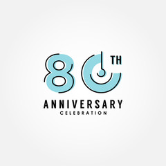 80th Line Anniversary Flat Numbers For Celebrate Moment
